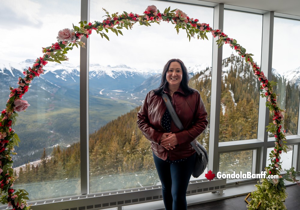 Rose Arch with Visitor Sulphur Mountain Background