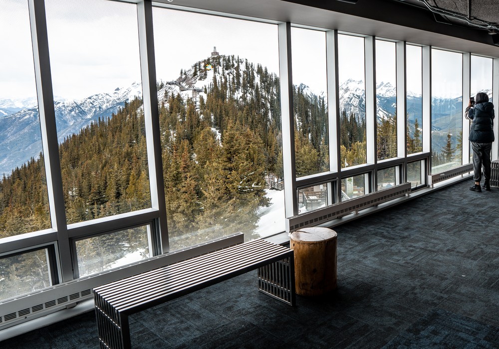 Sulphur Mountain Visitor Viewing from Inside Upper Terminal