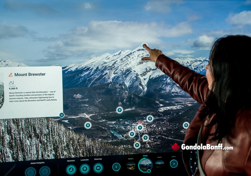 Visitor Interacting with Cacade Mountain Mount Brewster