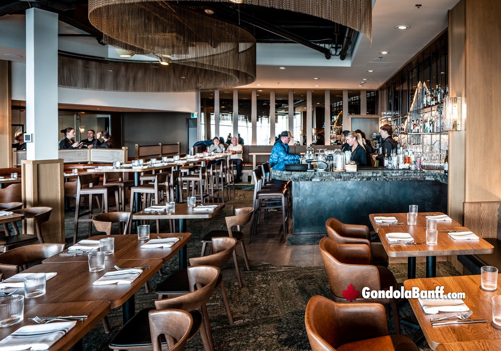 Banff Gondola Sky Bistro Restaurant Dining Tables with Bar View