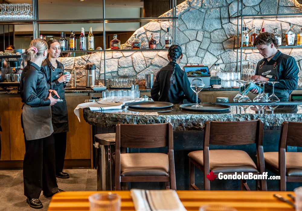 Banff Gondola Sky Bistro Restaurant Waitresses Near Bar