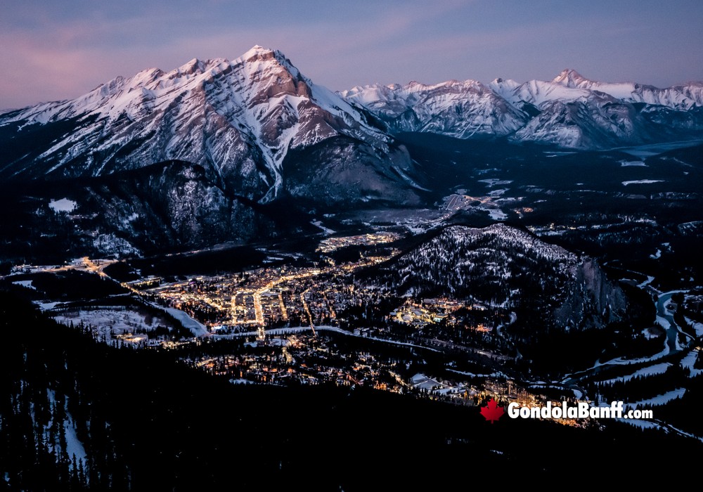 Nightrise Dark Sky Banff Townsite in Winter